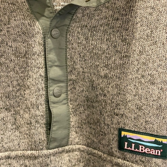 L.L. Bean Mens Green Fleece Pullover 1/4 Snap Long Sleeve Sweater Size XL Tall - Picture 8 of 9